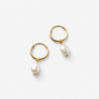 Freshwater Pearl Bella Hoop Earrings — view 3