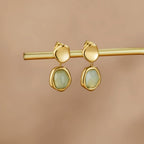Gold Aquamarine Drop Earrings — view 1