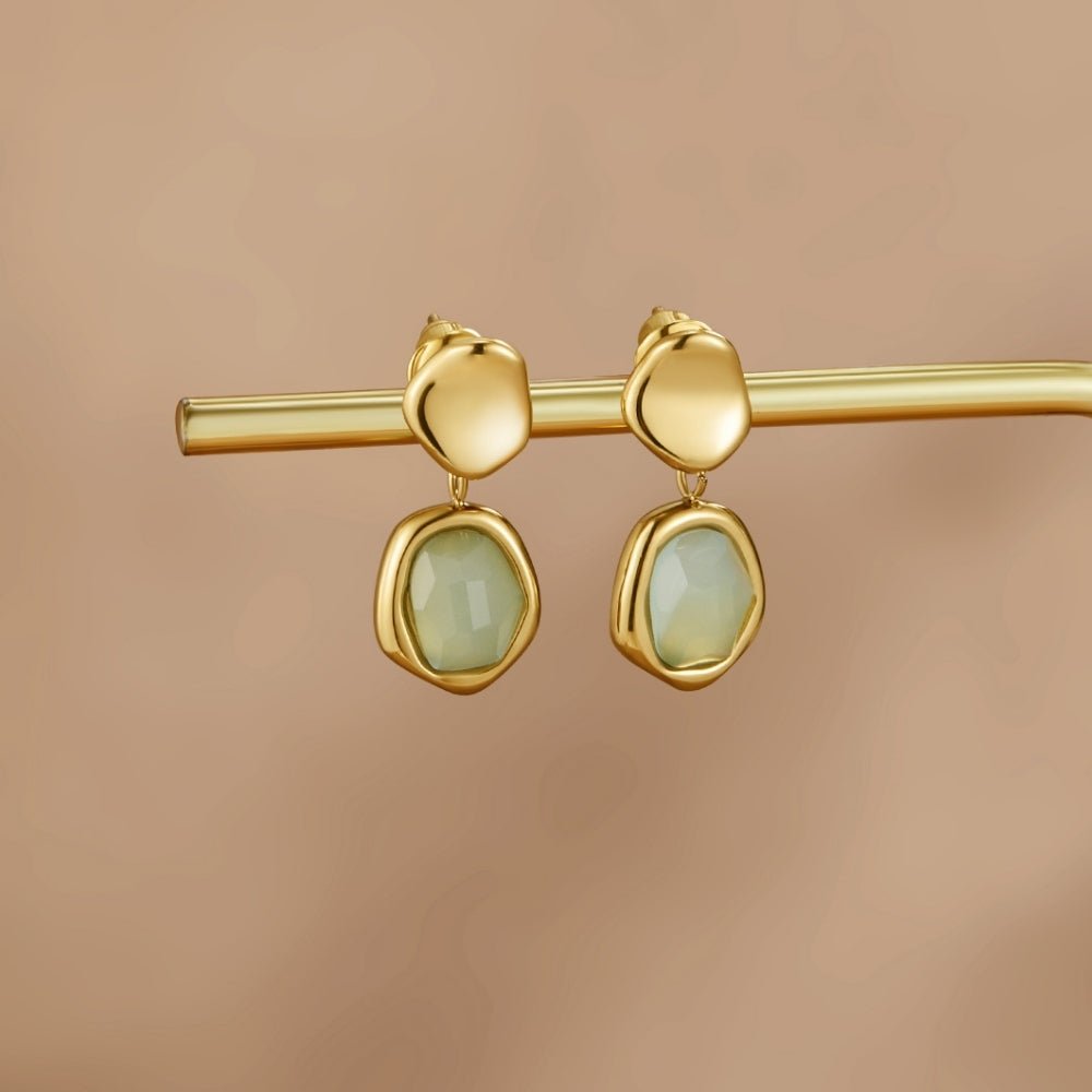 Gold Aquamarine Drop Earrings — view 1