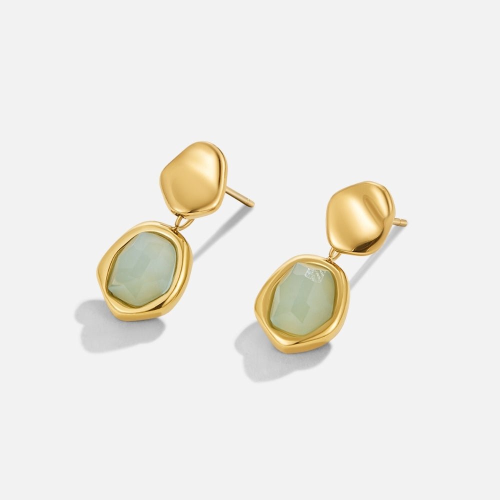 Gold Aquamarine Drop Earrings — view 4