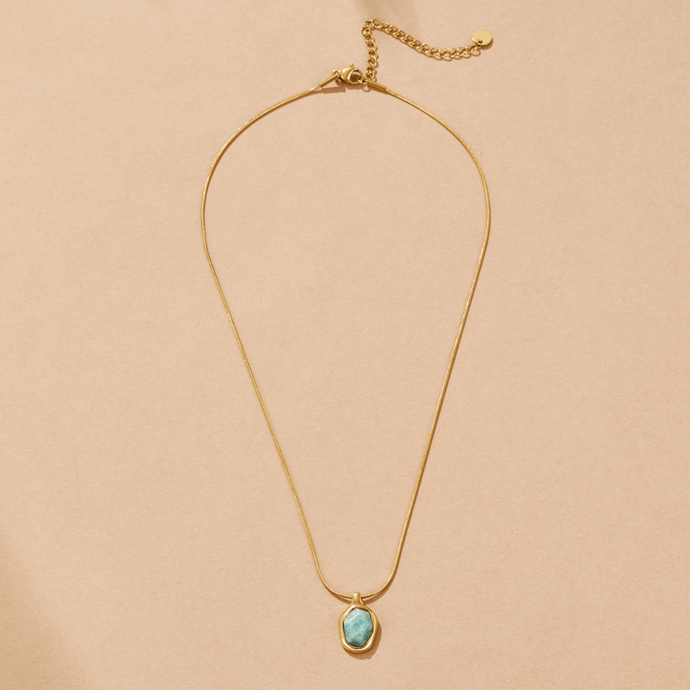 Gold Aquamarine Pendant Necklace — view 3