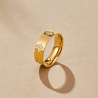 Gold Crystal Clover Band Ring — view 1