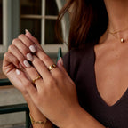 Gold Crystal Clover Band Ring — view 5