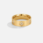 Gold Crystal Clover Band Ring — view 4