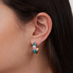 Gold Hoop Flower Earrings — view 2