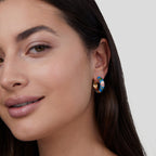 Gold Hoop Flower Earrings — view 3
