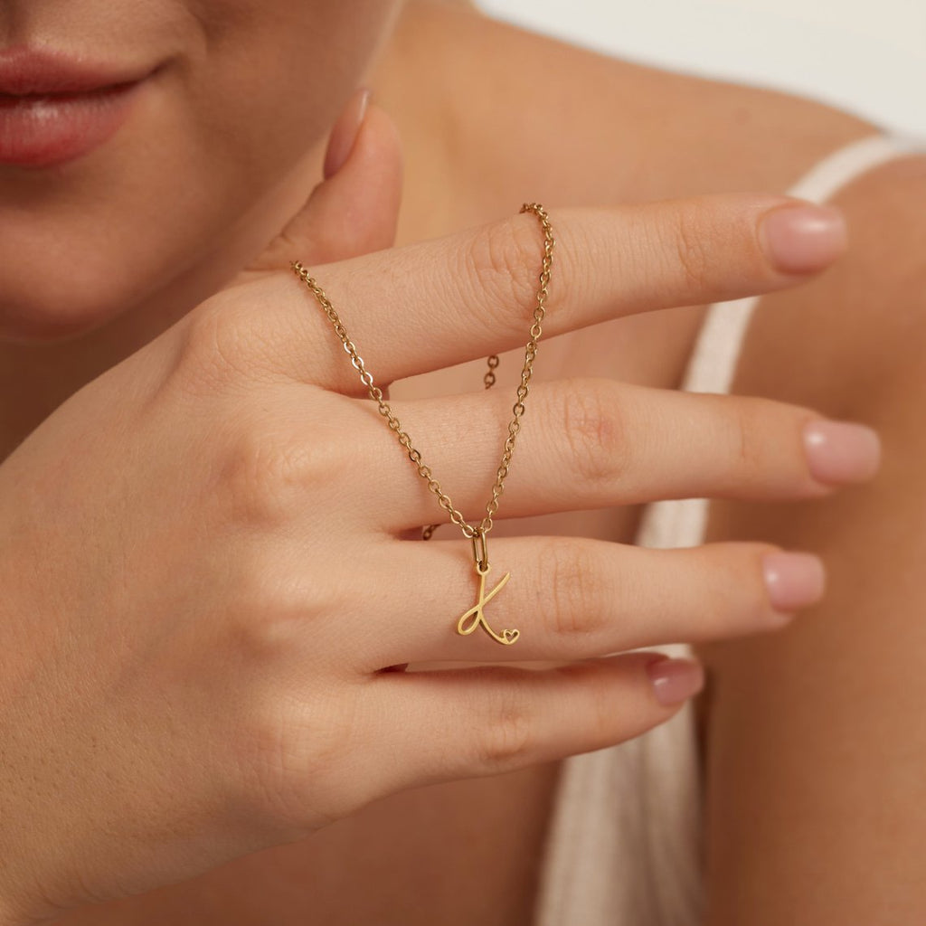 Gold Letter Heart Necklace — view 3