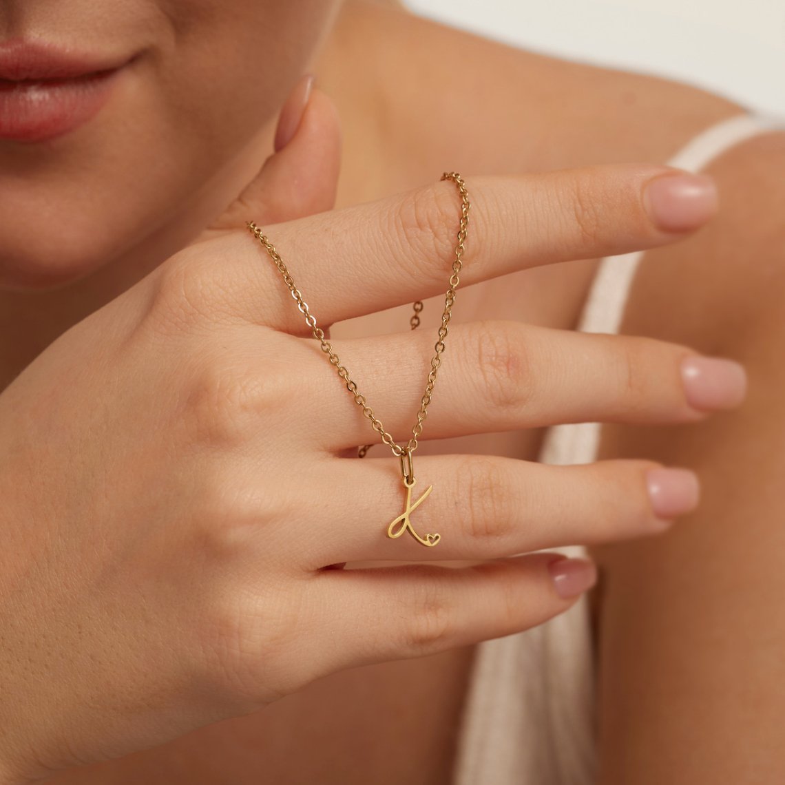 Gold Letter Heart Necklace — view 3
