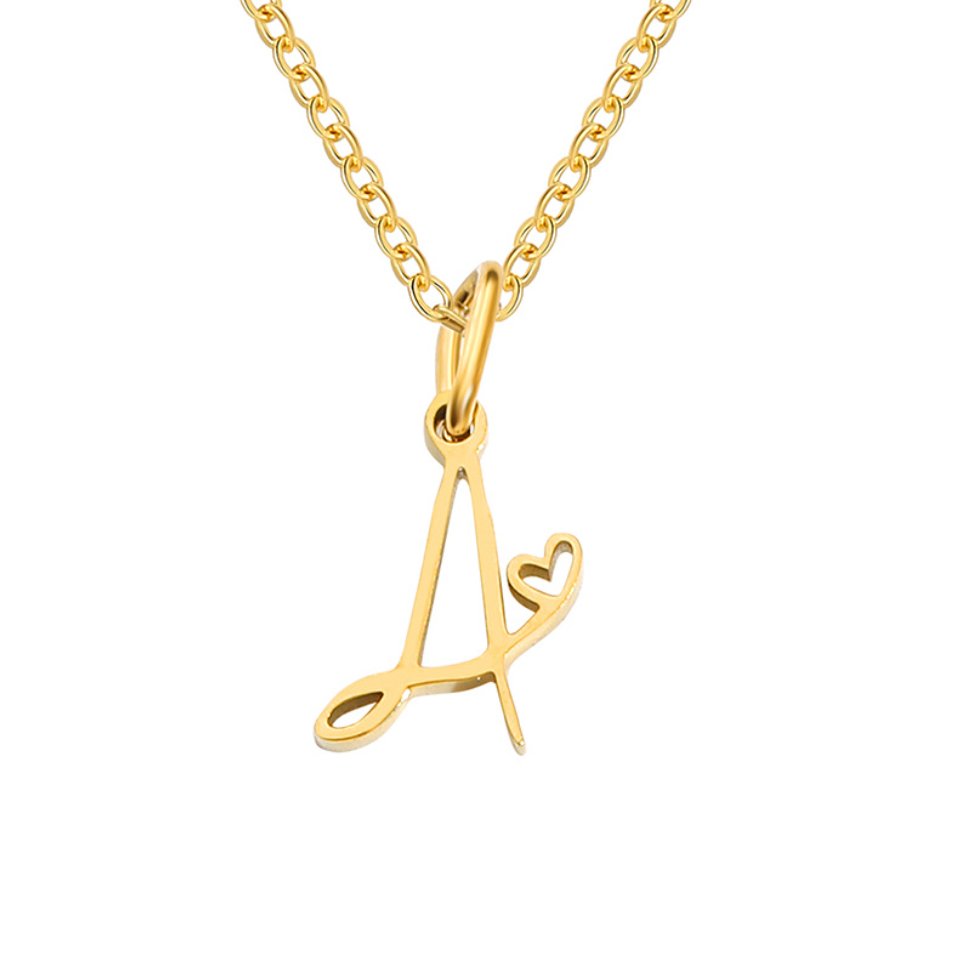 Gold Letter Heart Necklace — view 6