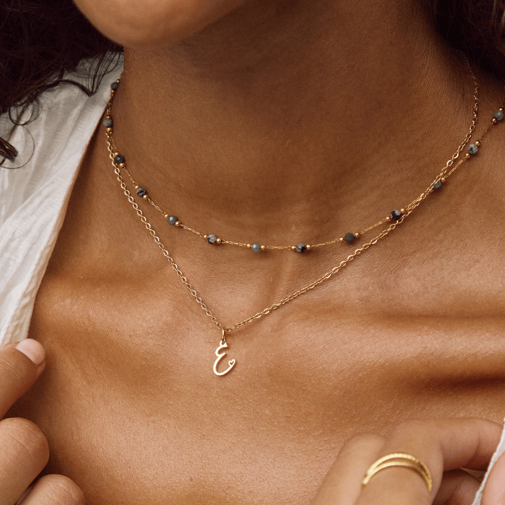 Gold Letter Heart Necklace — view 2
