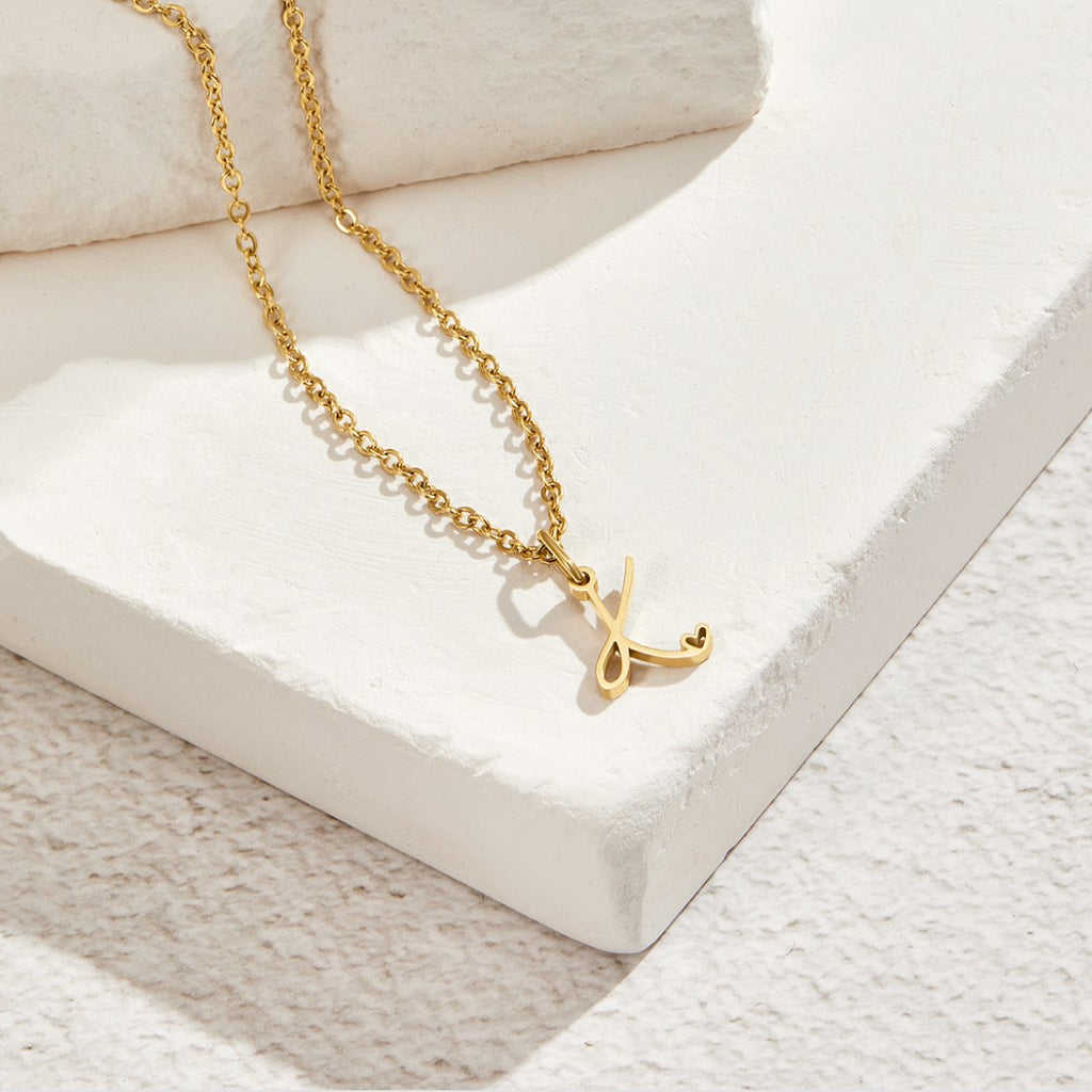 Gold Letter Heart Necklace — view 4