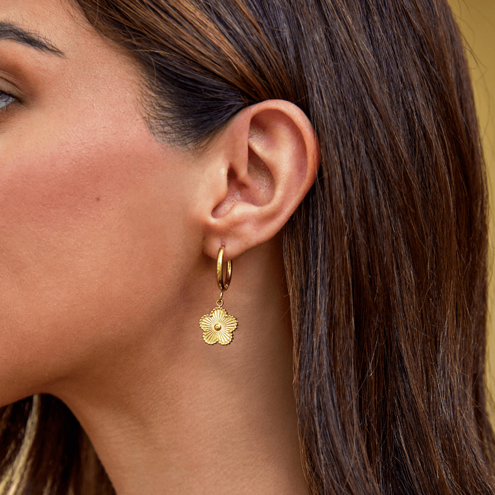 Golden Clover Hoop Earrings — view 2