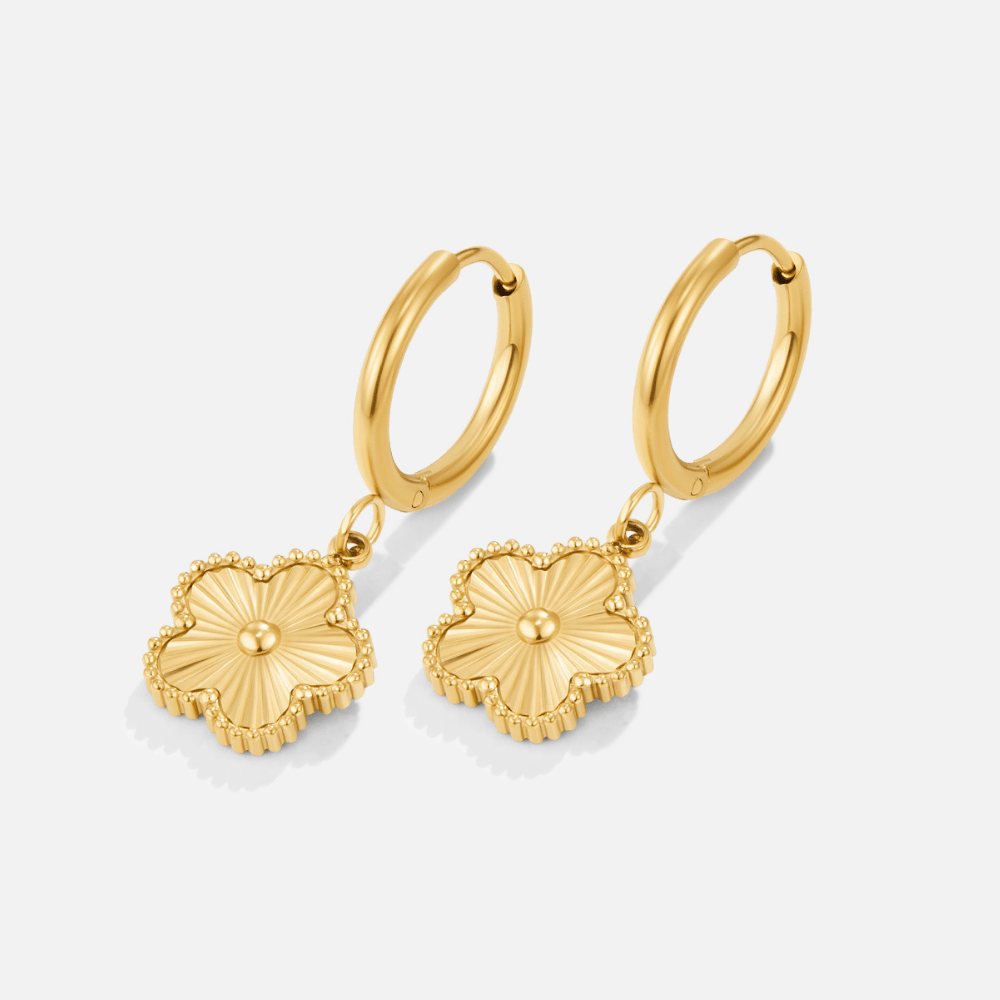 Golden Clover Hoop Earrings — view 1