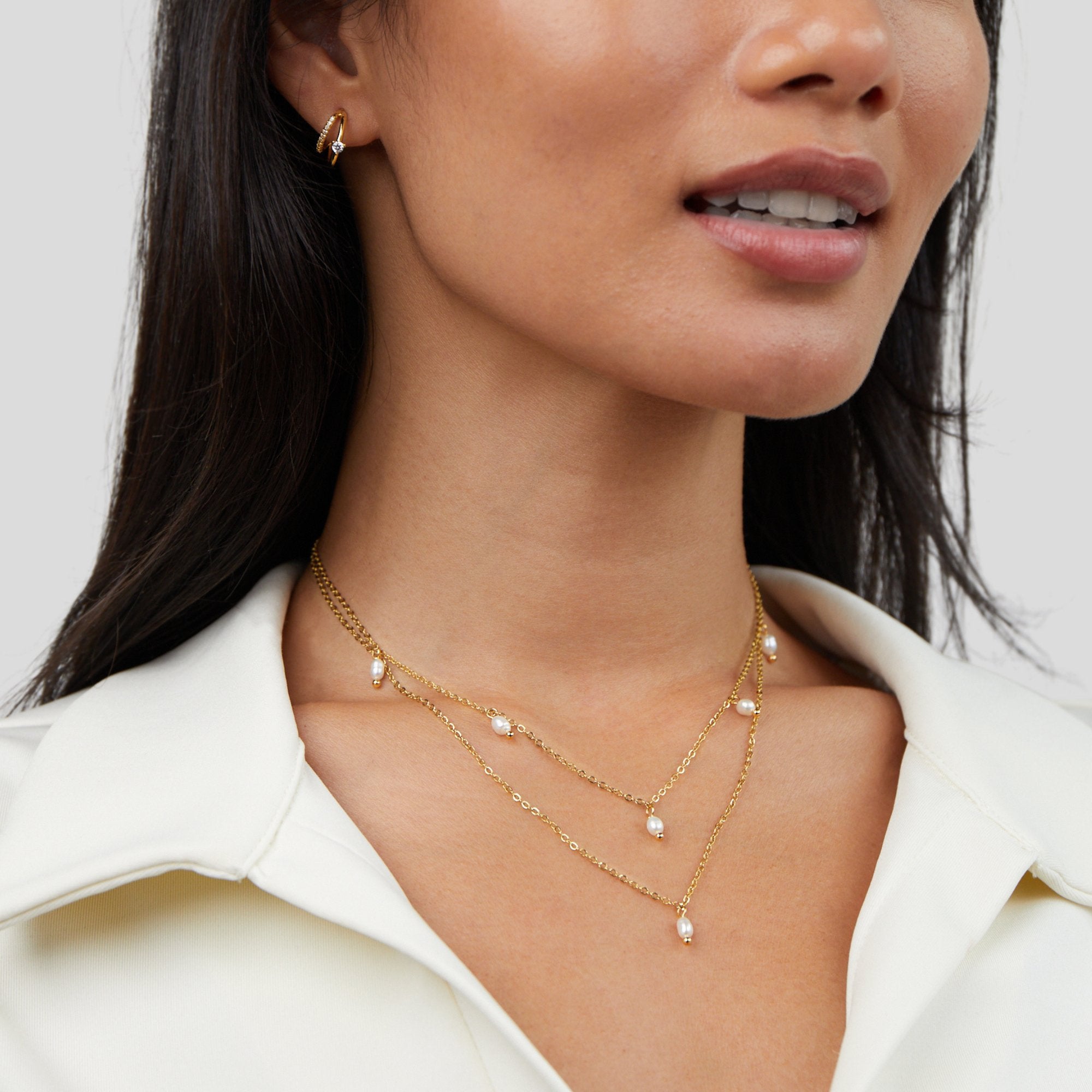 Kayla Pearl Drop Layered Necklace — view 5