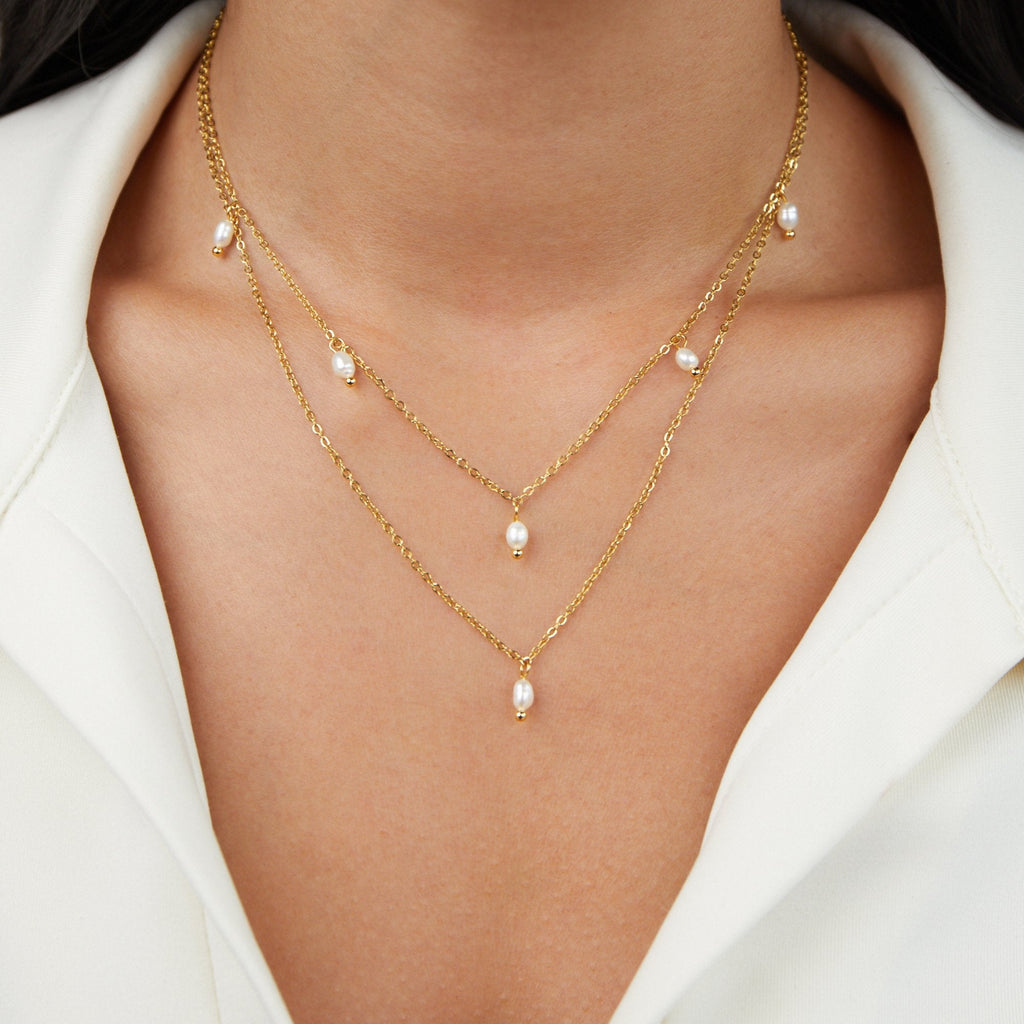 Kayla Pearl Drop Layered Necklace — view 1