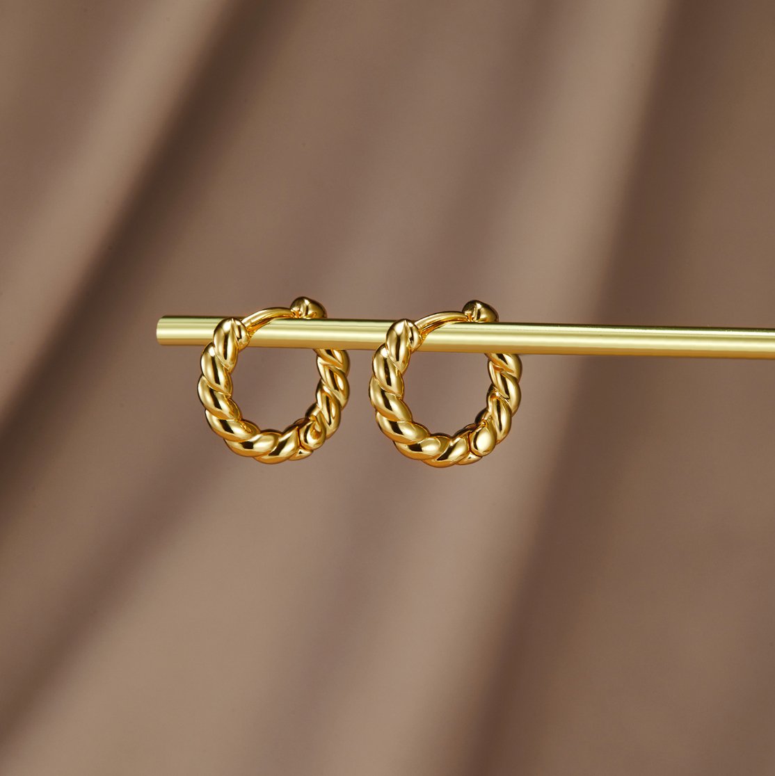 Layla Gold Twist Earrings — view 1