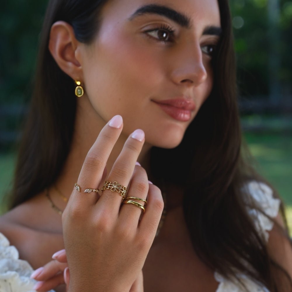 Lily Crystal Gold Vine Ring — view 3
