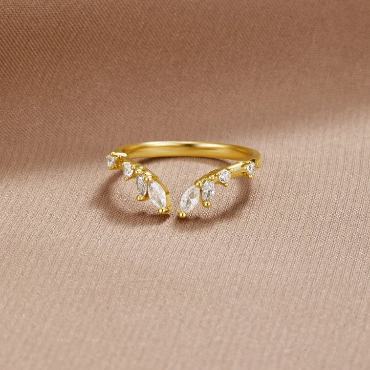 Lily Crystal Gold Vine Ring — view 4