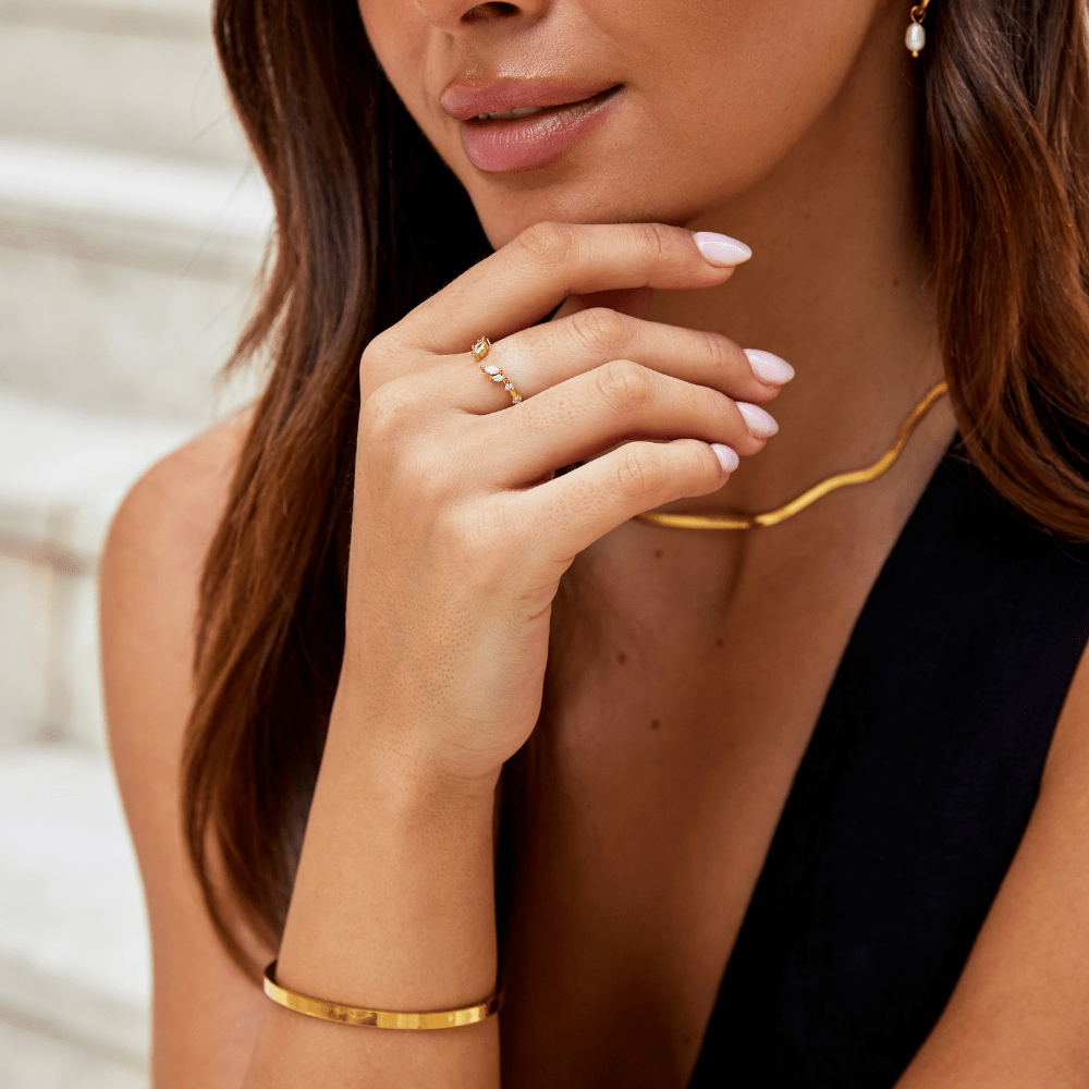 Lily Crystal Gold Vine Ring — view 5