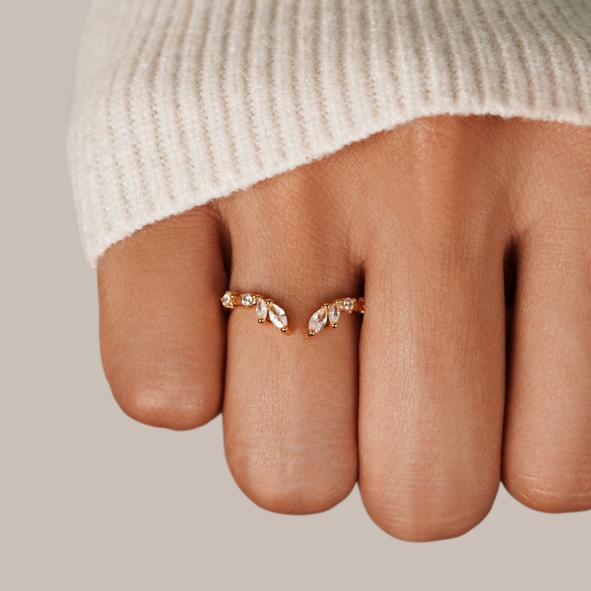Lily Crystal Gold Vine Ring — view 1