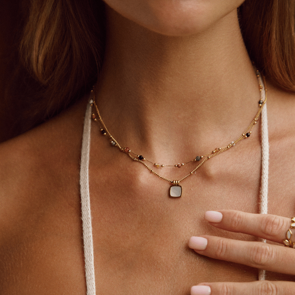 Lulu Beaded Stone Necklace — view 3