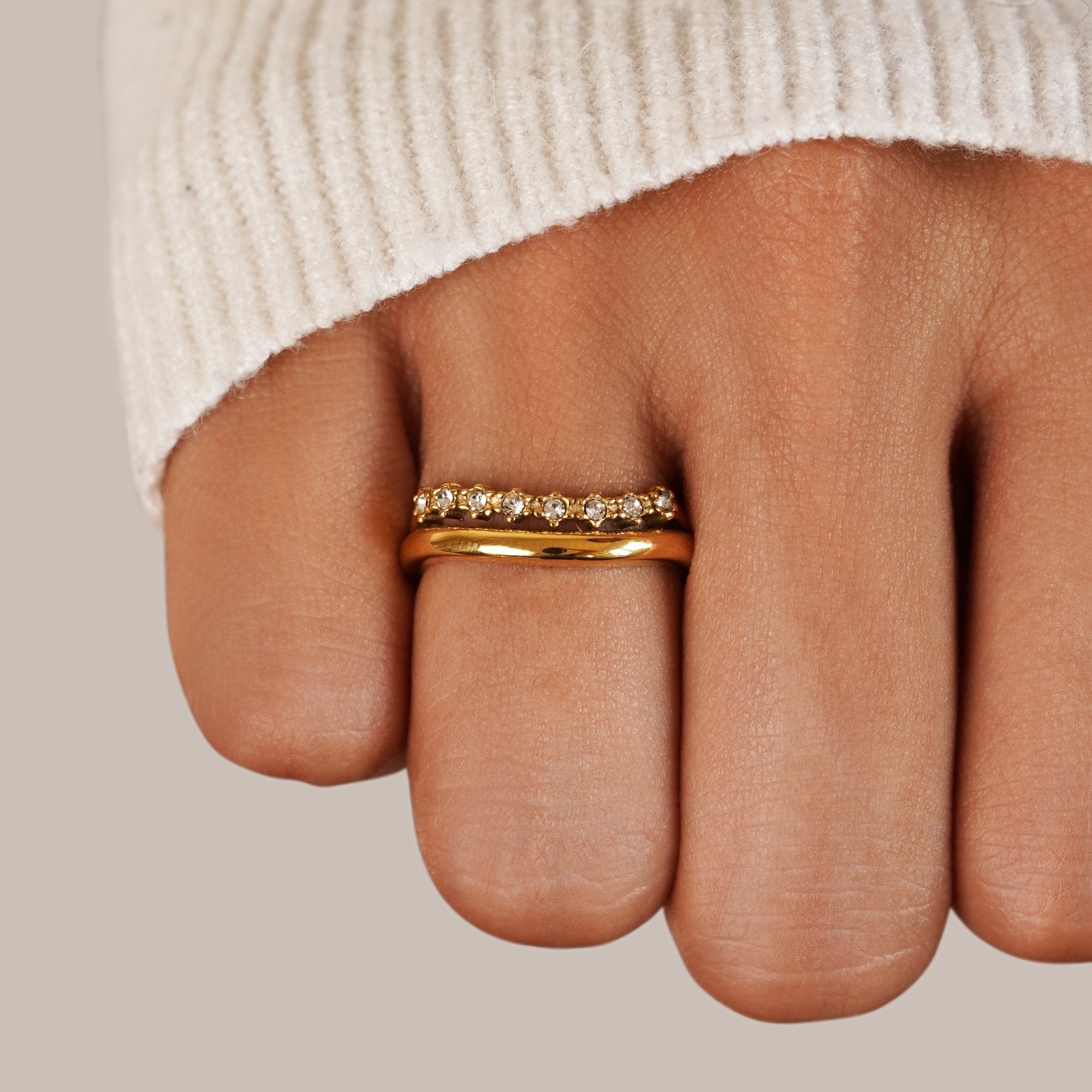 Marissa White Crystal Layered Ring — view 2