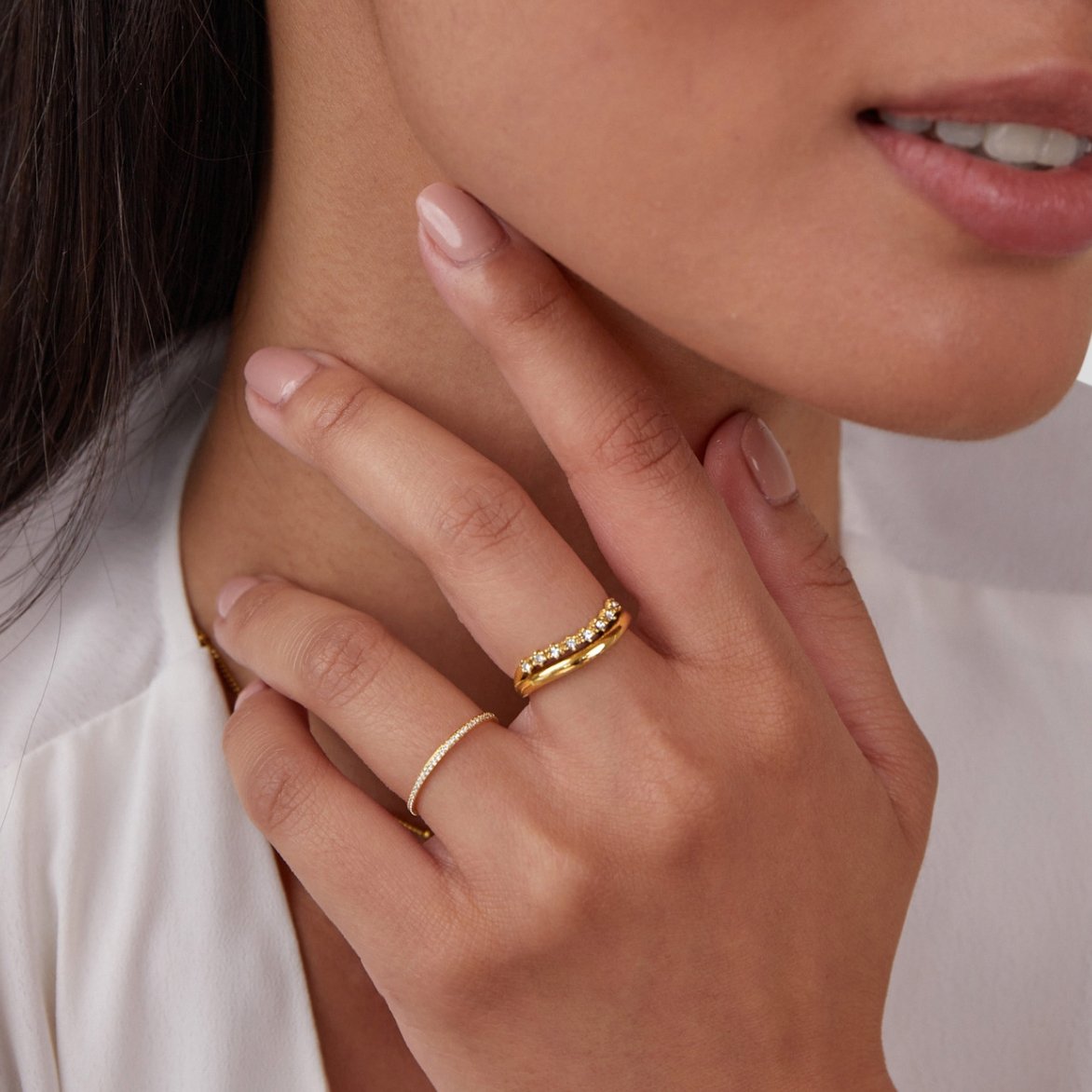 Marissa White Crystal Layered Ring — view 4