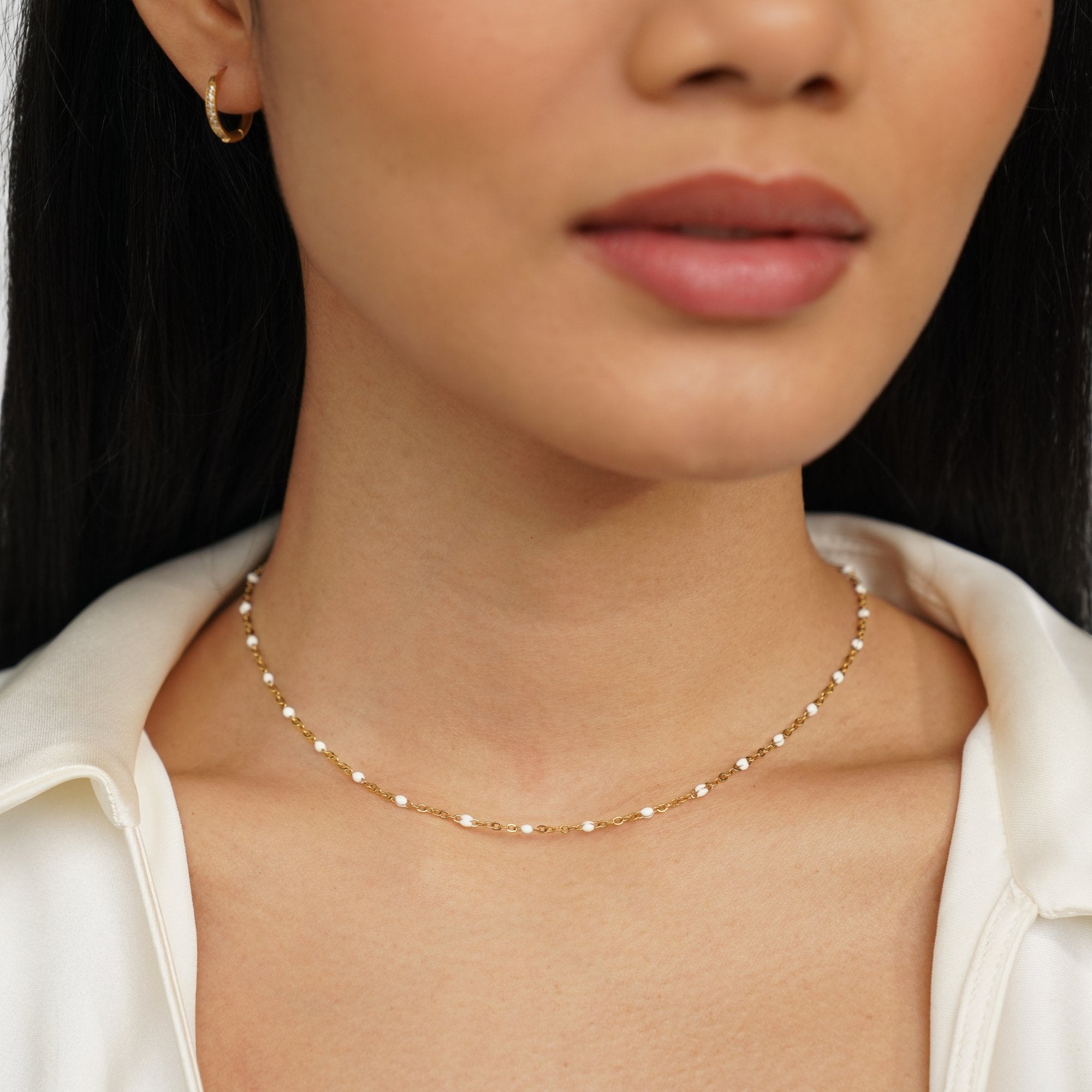 Mila White Bead Necklace — view 4