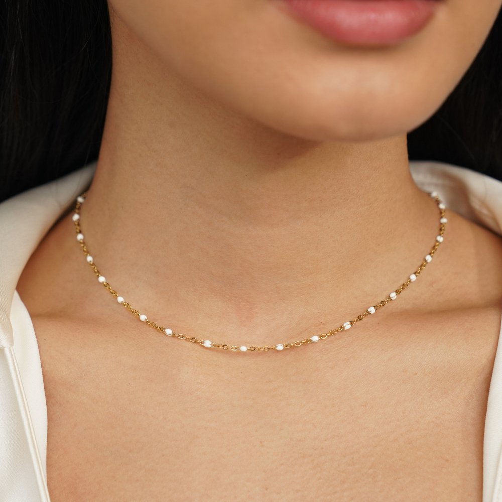 Mila White Bead Necklace — view 1