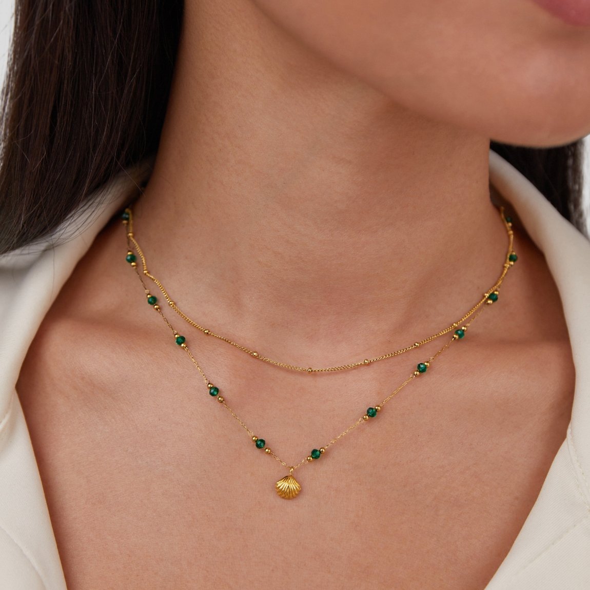 Niyah Bead Gold Chain Necklace — view 2