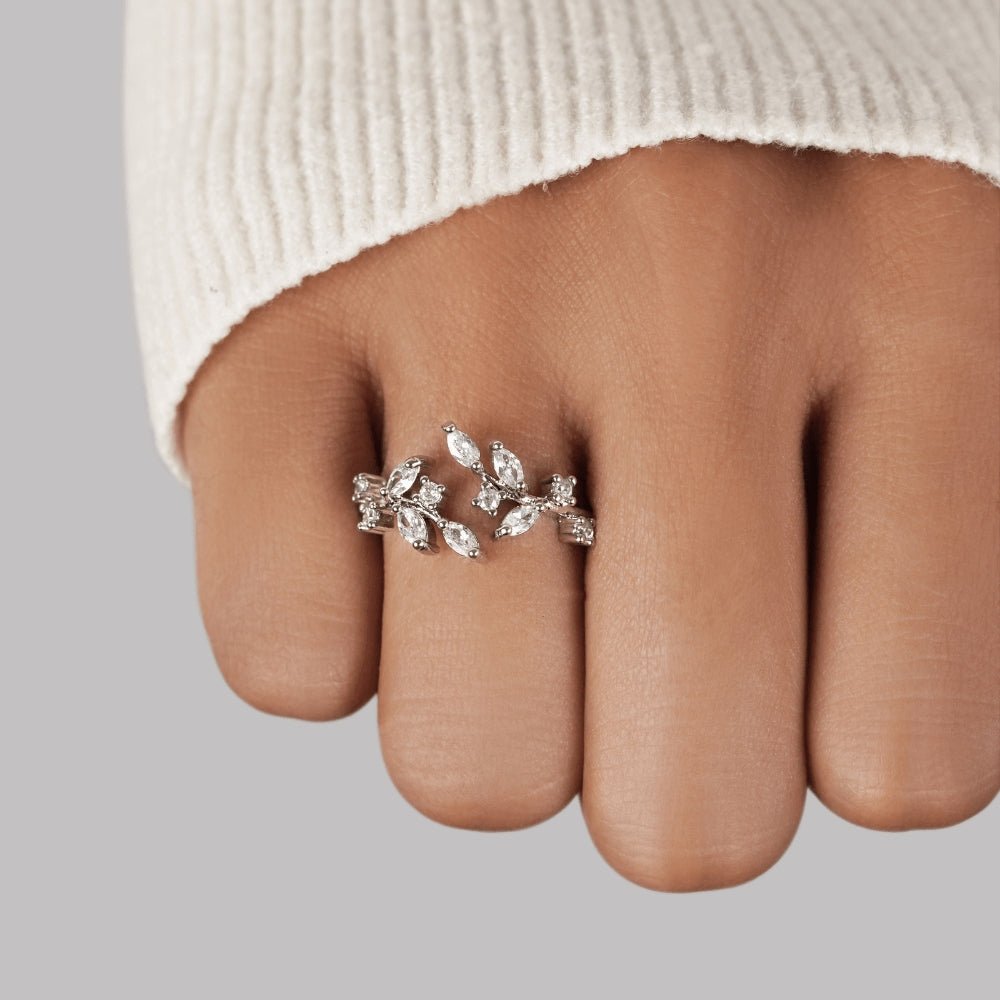 Silver Crystal Vine Ring — view 2