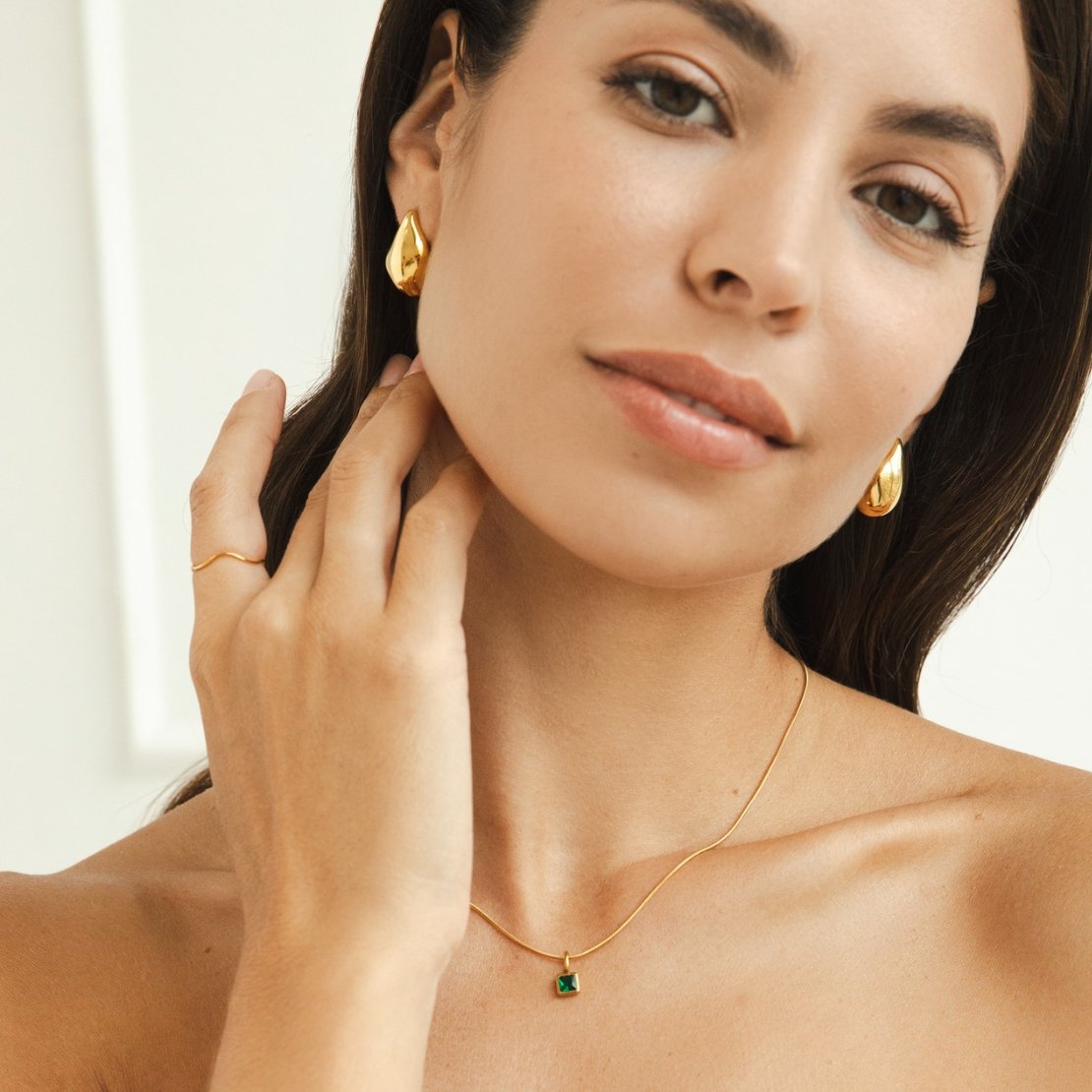 Square Pendant Birthstone Necklace — view 4