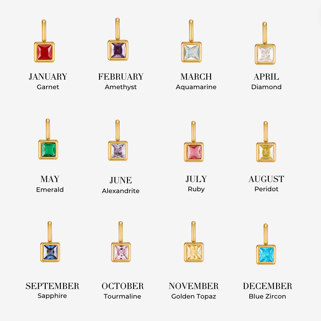 Square Pendant Birthstone Necklace — view 3