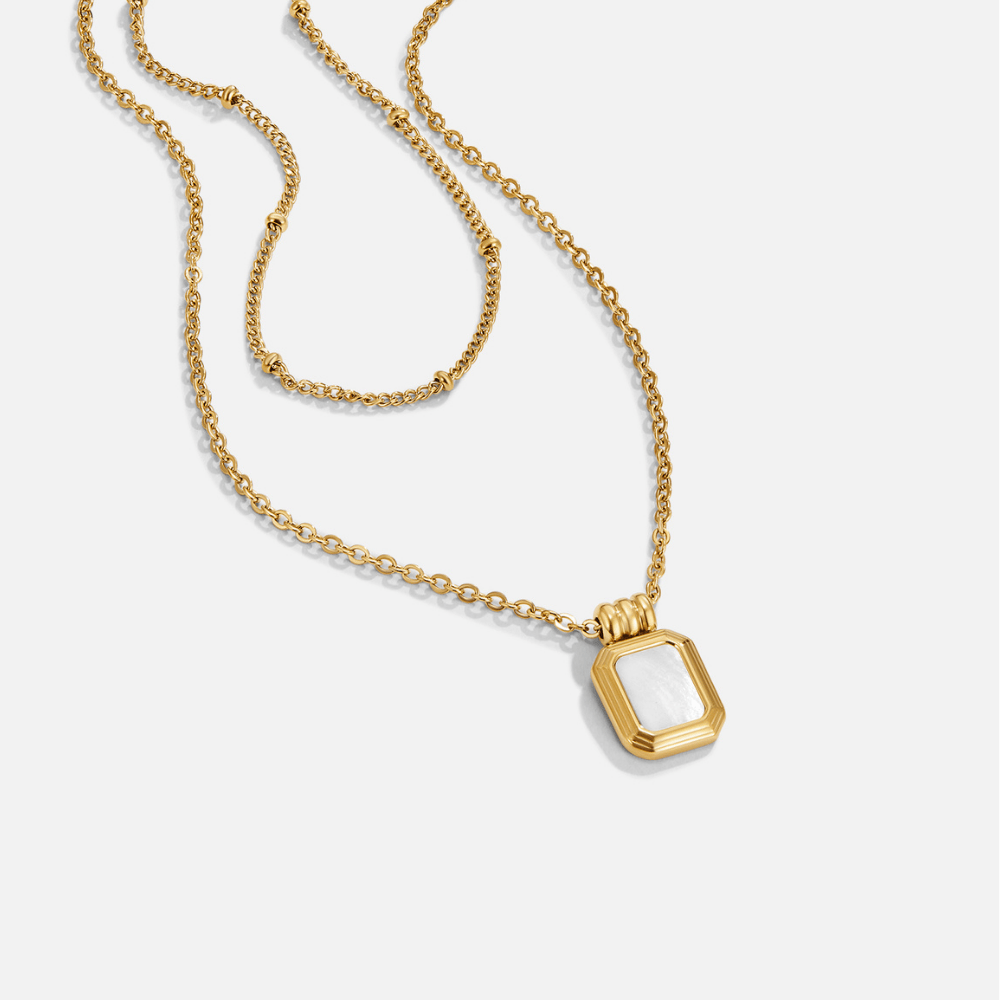 Valerie Layered White Pendant Necklace — view 1
