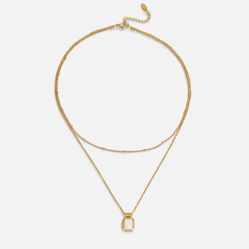 Valerie Layered White Pendant Necklace — view 4