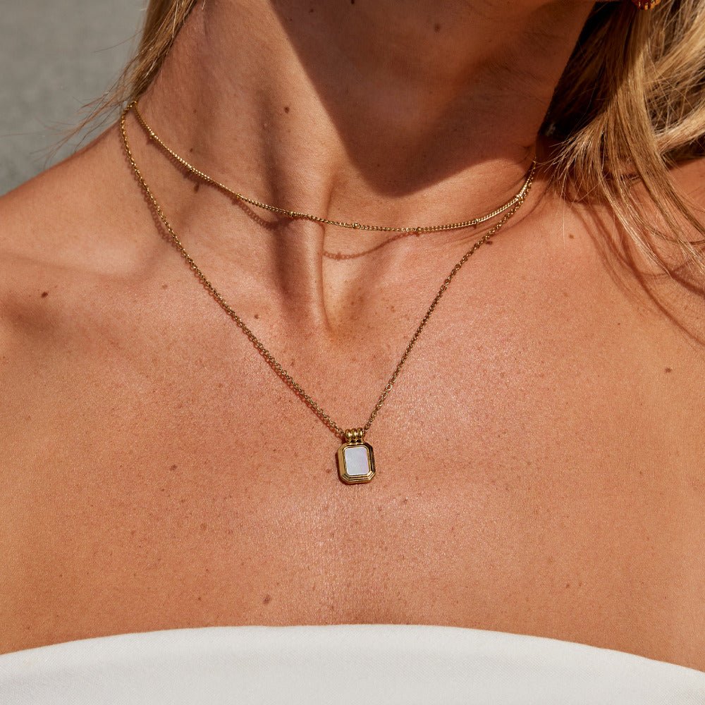 Valerie Layered White Pendant Necklace — view 2