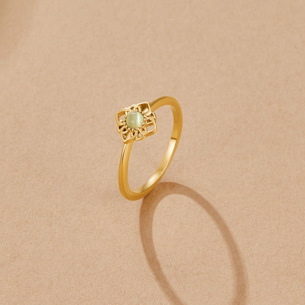 Vintage Lotus Flower Opal Ring — view 4
