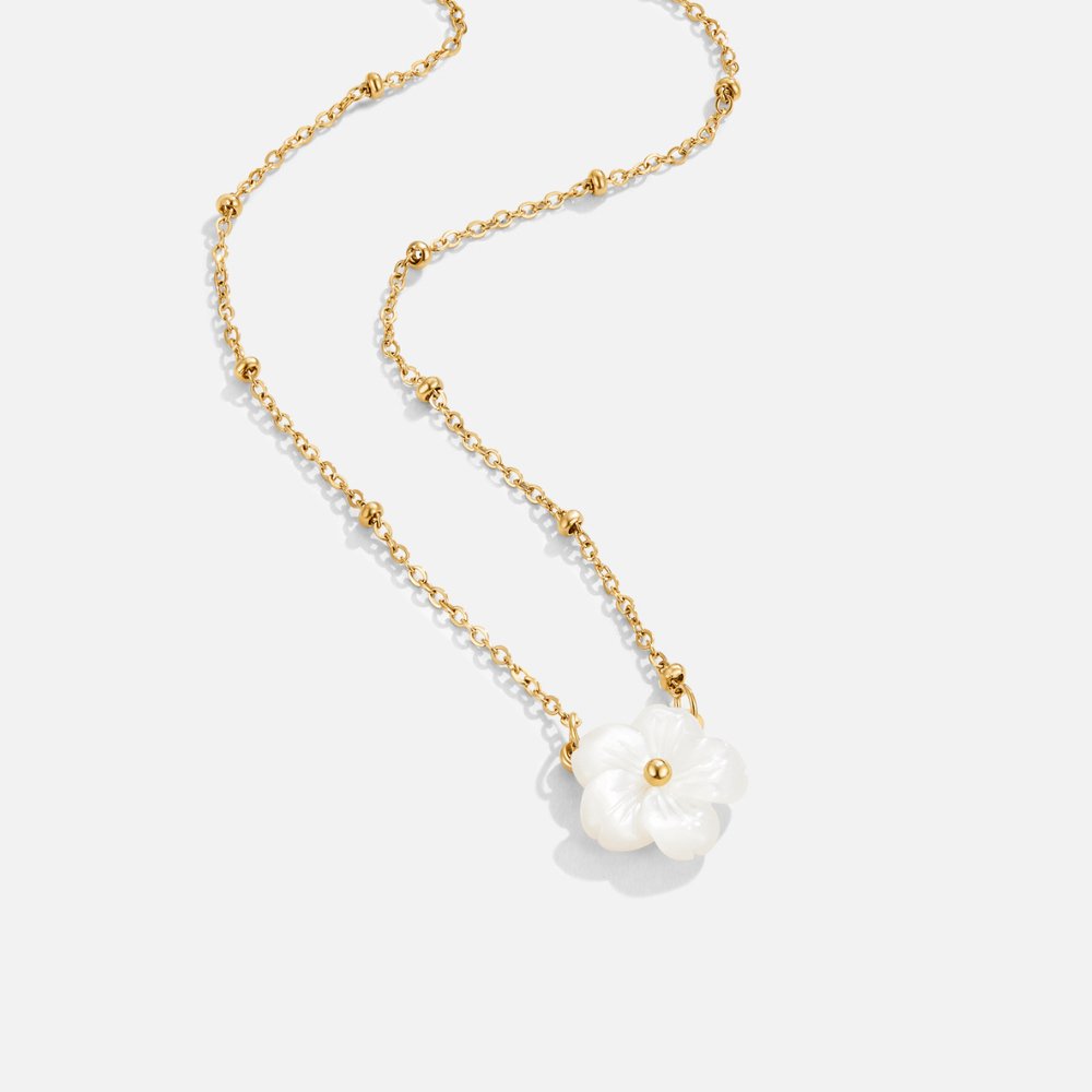 White Blossom Flower Necklace — view 4