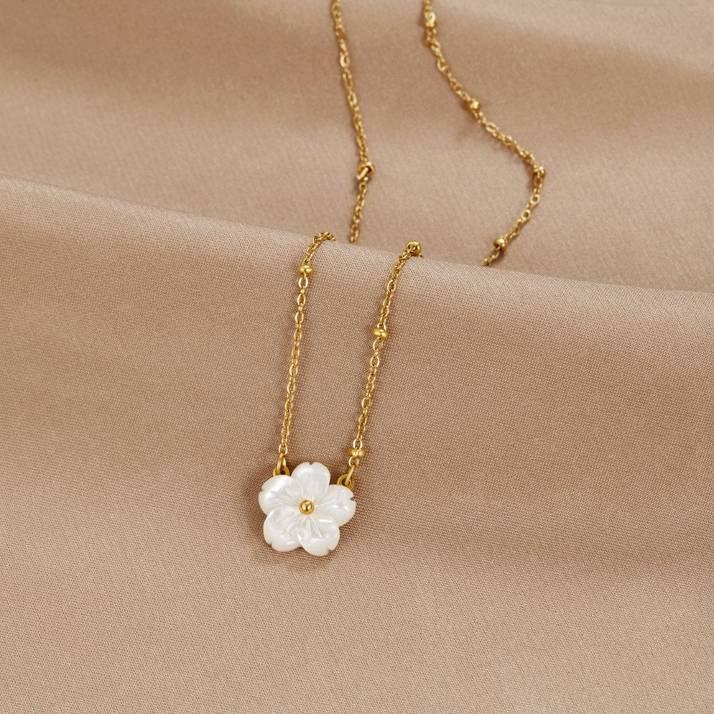 White Blossom Flower Necklace — view 1