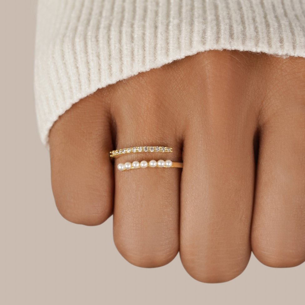 “Wrap Me” Pearl & Crystal Ring — view 2