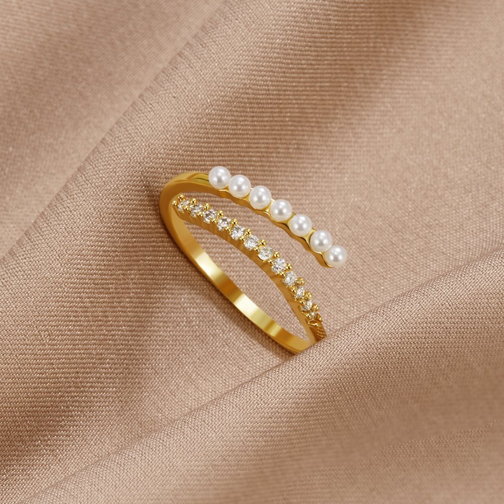 “Wrap Me” Pearl & Crystal Ring — view 1