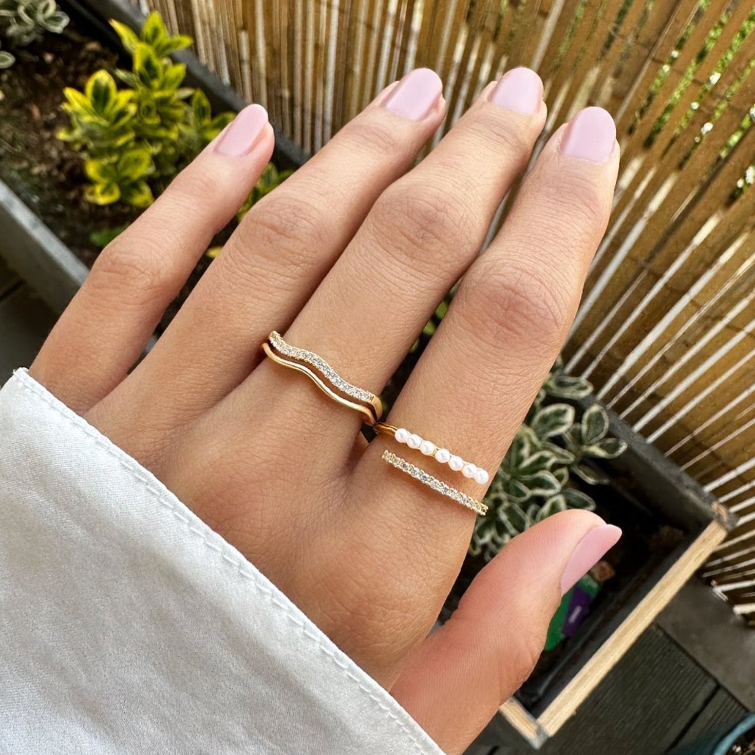 “Wrap Me” Pearl & Crystal Ring — view 3