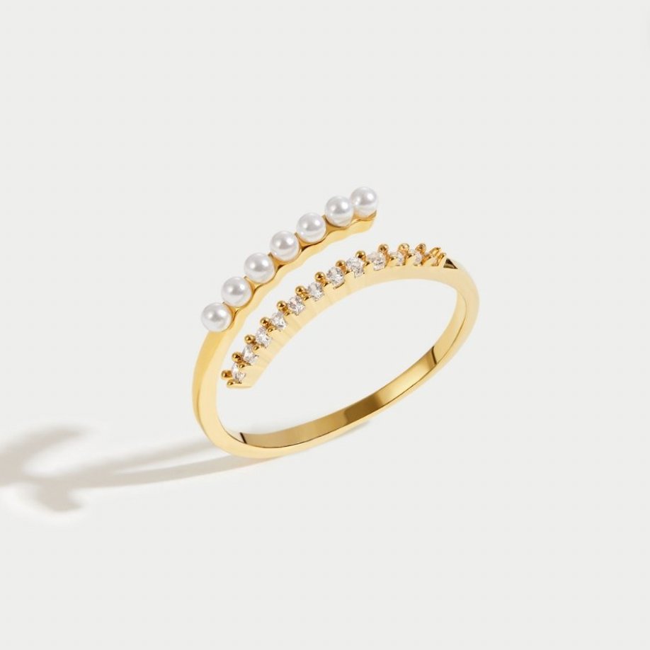 “Wrap Me” Pearl & Crystal Ring — view 5